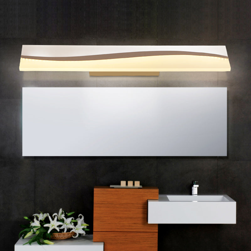 Avtoit | Acrylic Rectangular Makeup Mirror Lamp Simple 16"/19.5"/23" Width LED Bathroom Light over Mirror in Warm/White, Water and Fog Resistant