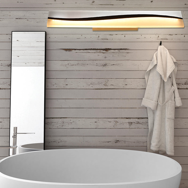 Avtoit | Acrylic Rectangular Makeup Mirror Lamp Simple 16"/19.5"/23" Width LED Bathroom Light over Mirror in Warm/White, Water and Fog Resistant