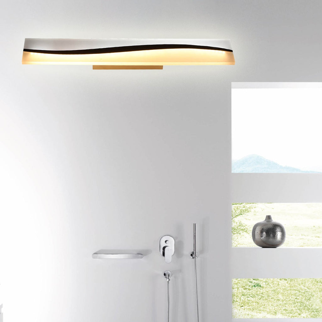 Avtoit | Acrylic Rectangular Makeup Mirror Lamp Simple 16"/19.5"/23" Width LED Bathroom Light over Mirror in Warm/White, Water and Fog Resistant