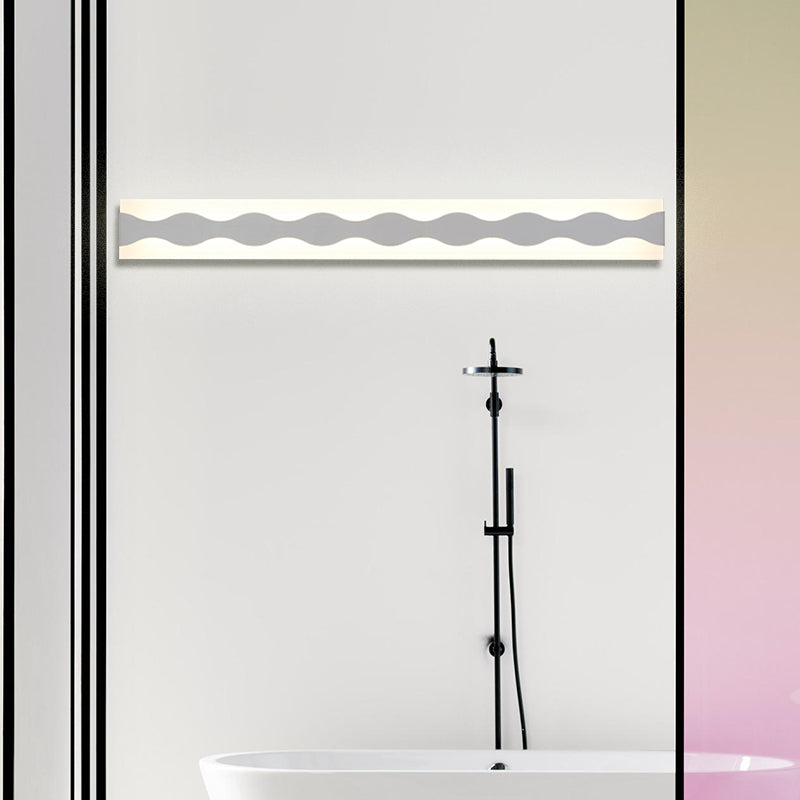 Avtoit | 16"/19.5" Width LED Bathroom Mirror Lighting with Wave Acrylic Shade White Wall Sconce in Warm/White Light