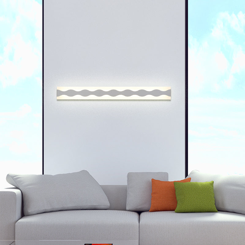 Avtoit | 16"/19.5" Width LED Bathroom Mirror Lighting with Wave Acrylic Shade White Wall Sconce in Warm/White Light