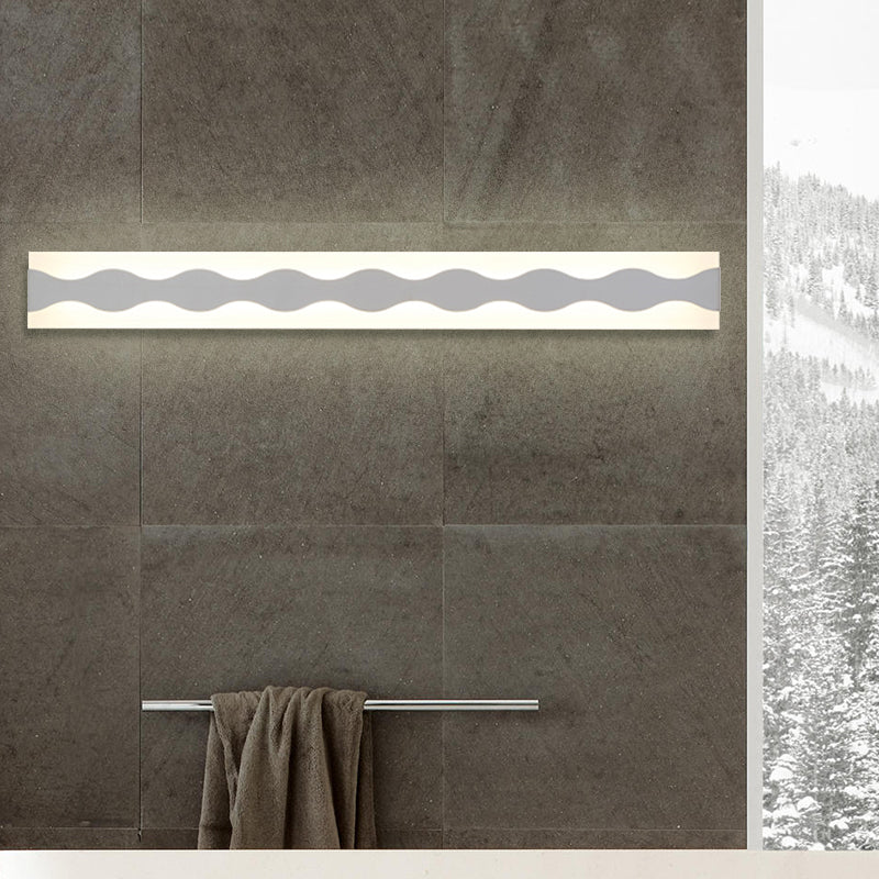 Avtoit | 16"/19.5" Width LED Bathroom Mirror Lighting with Wave Acrylic Shade White Wall Sconce in Warm/White Light