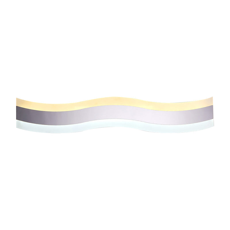 Avtoit | Wavy LED Bathroom Light Acrylic Single Light Minimalism Anti-Fog Makeup Mirror Light in Warm/White, 16"/19.5" Wide