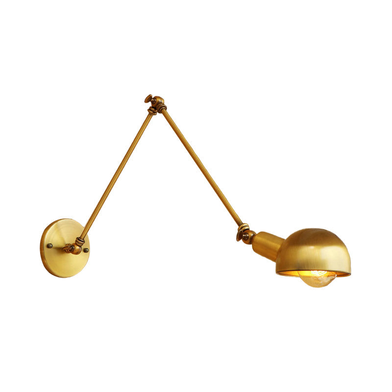 Avtoit | 1 Bulb Reading Lamp Wall Retro Style Bowl Lamp Iron Adjustable Wall Lighting in Brass for the Study