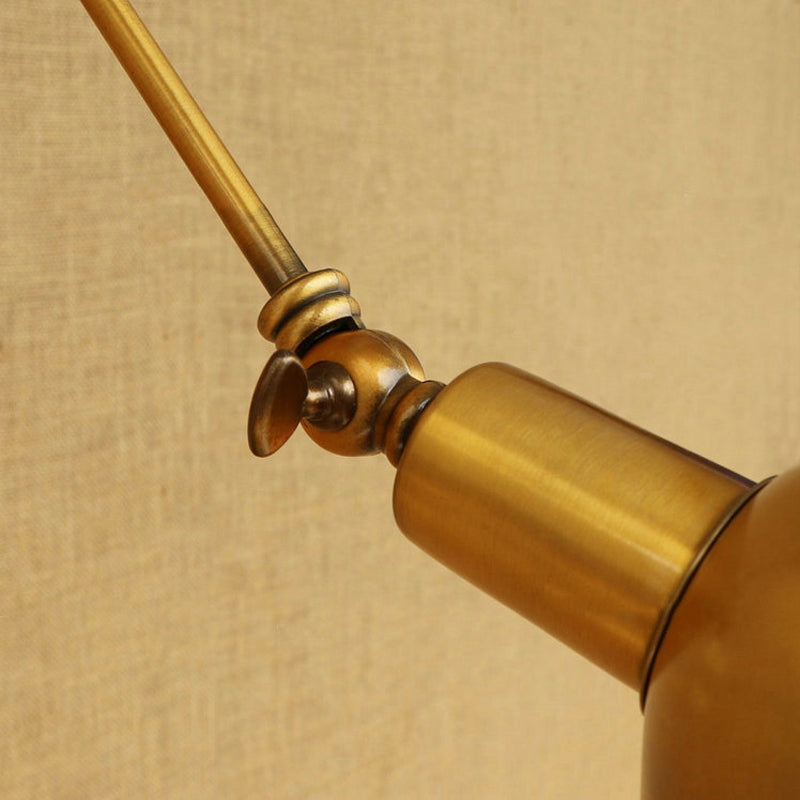 Avtoit | 1 Bulb Reading Lamp Wall Retro Style Bowl Lamp Iron Adjustable Wall Lighting in Brass for the Study