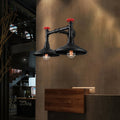 Avtoit | Industrial Cone Wall Lamp with Raw Valve 2 Heads Metal Wall Light in Black for Hallway