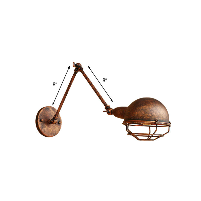 Avtoit | 1 Bulb Pendant Light with Cage Shade Metal Antique Stylish Farmhouse Adjustable Wall Lamp in Rust