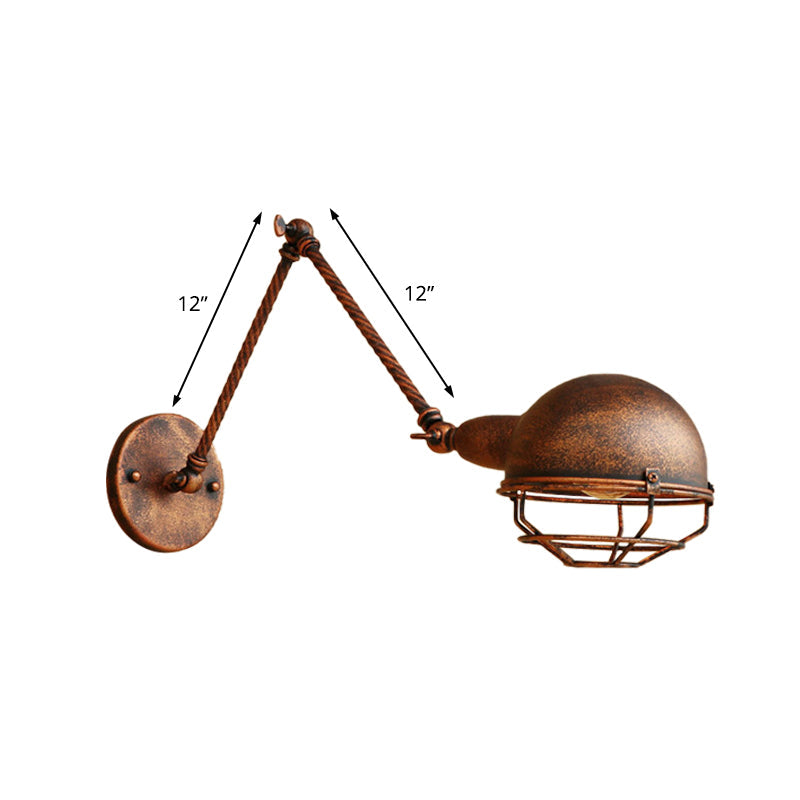 Avtoit | 1 Bulb Pendant Light with Cage Shade Metal Antique Stylish Farmhouse Adjustable Wall Lamp in Rust