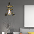 Avtoit | Expose Bulb Bathroom Wall Lighting Steampunk Iron 1 Light Antique Brass Wall Lamp with Curved Pipe