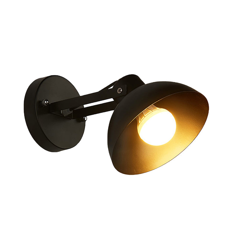 Avtoit | 1 Head Wall Light Fixture with Dome Shade Metal Industrial Style Indoor Wall Lamp in Black