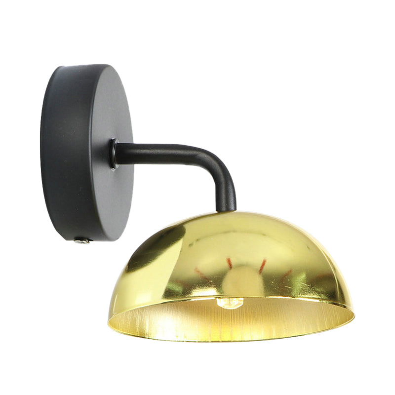 Avtoit | 1 Light Wall Lamp Industrial Dome Shade Metal Down Wall Light with Curved Arm in Black/Bronze for Bedroom