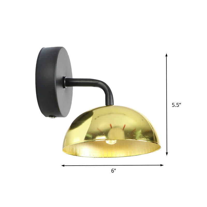 Avtoit | 1 Light Wall Lamp Industrial Dome Shade Metal Down Wall Light with Curved Arm in Black/Bronze for Bedroom