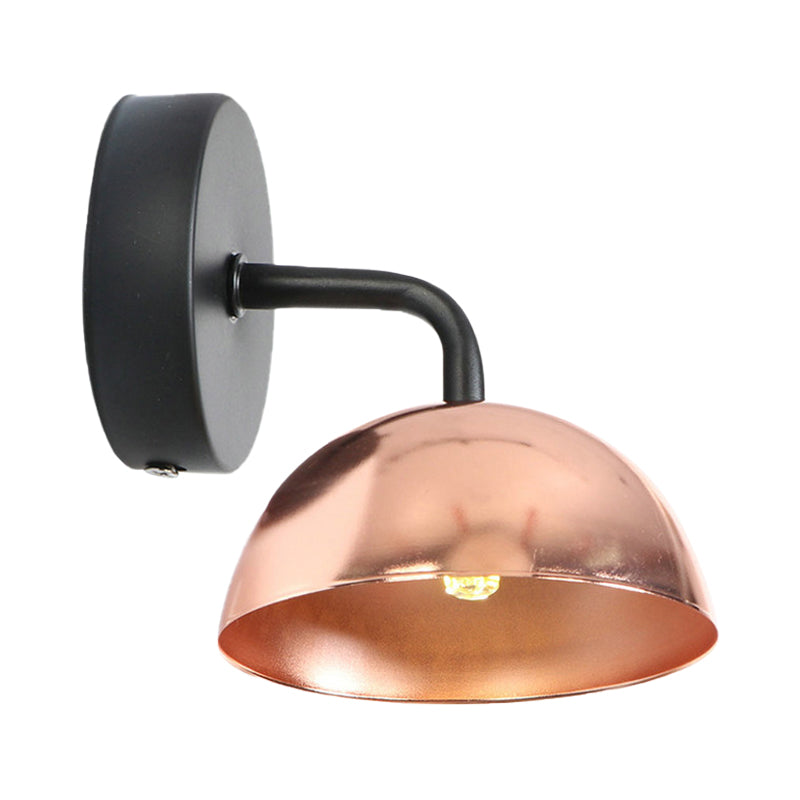 Avtoit | 1 Light Wall Lamp Industrial Dome Shade Metal Down Wall Light with Curved Arm in Black/Bronze for Bedroom