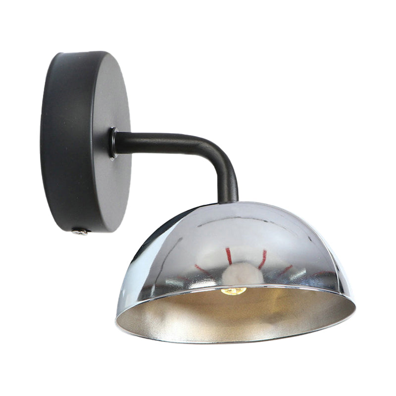 Avtoit | 1 Light Wall Lamp Industrial Dome Shade Metal Down Wall Light with Curved Arm in Black/Bronze for Bedroom