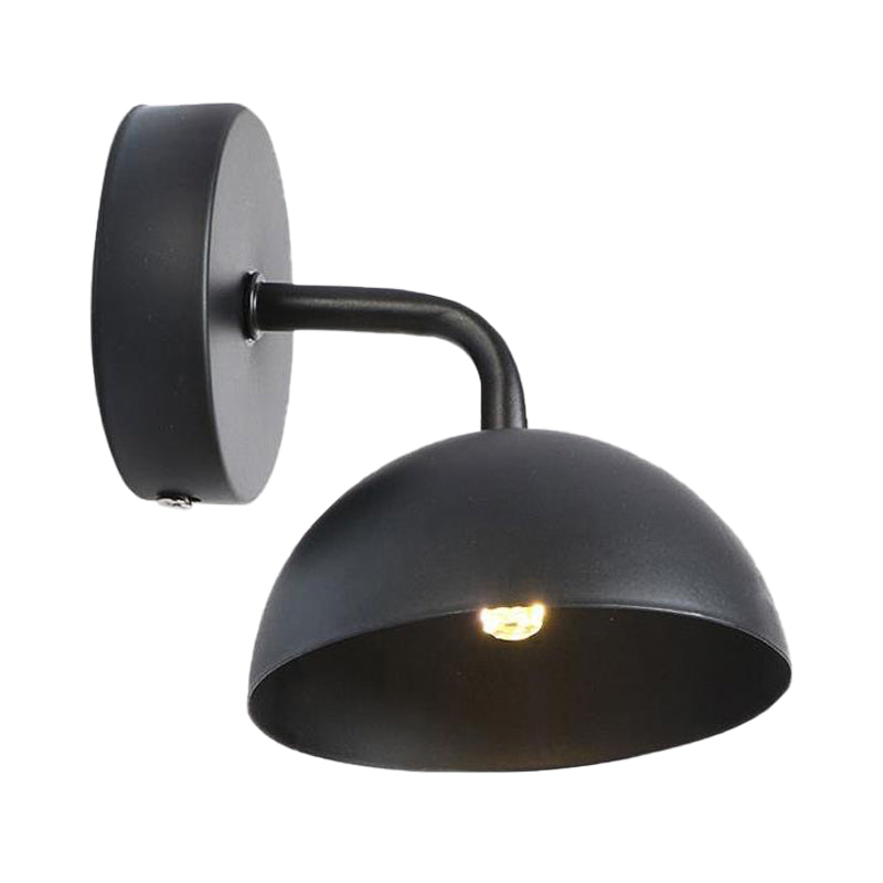 Avtoit | 1 Light Wall Lamp Industrial Dome Shade Metal Down Wall Light with Curved Arm in Black/Bronze for Bedroom