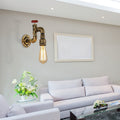 Avtoit | Antique Brass Faucet Form Wall Sconce with Valve Industrial 1 Light Living Room Wall Mount Light