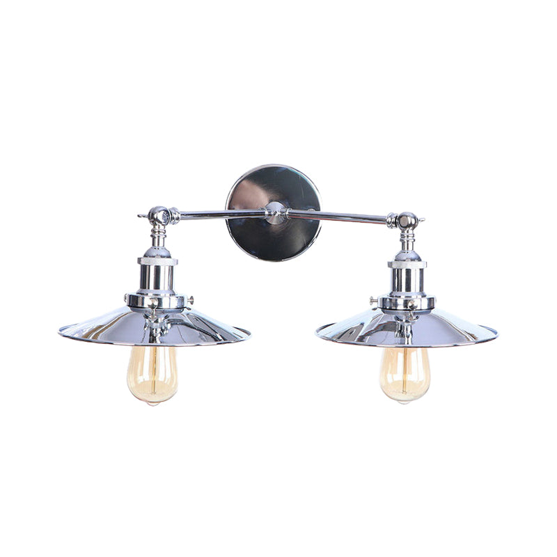 Avtoit | 2 Lamps Flat Shade Wall Lighting Industrial Style Brass/Rust Metal Wall Mounted Light for Hallway