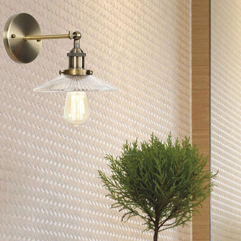 Avtoit | A wall lamp with a conical shade made of clear prismatic glass Industrial dining room wall light lighting fixture