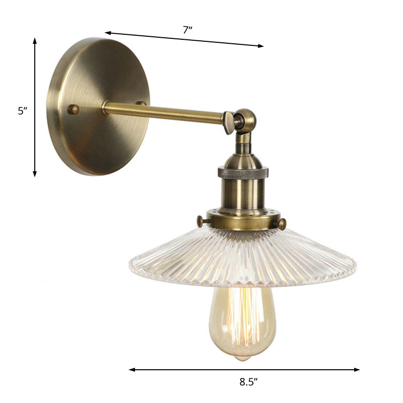 Avtoit | A wall lamp with a conical shade made of clear prismatic glass Industrial dining room wall light lighting fixture