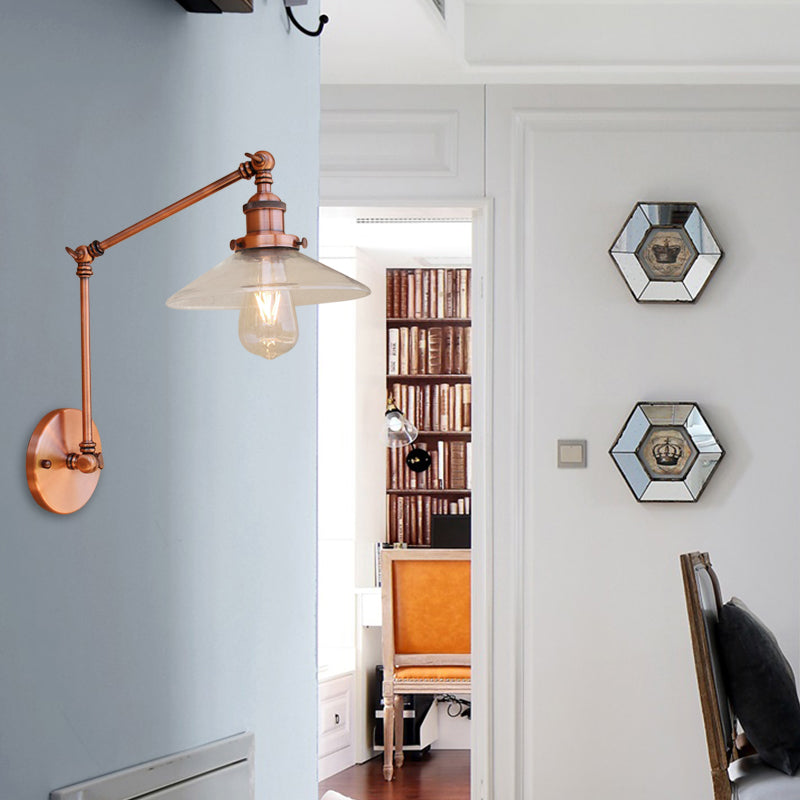 Avtoit | Rustic conical wall lighting 1 bulb clear glass wall light in copper for café