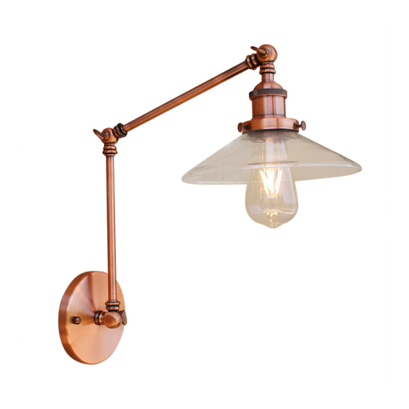 Avtoit | Rustic conical wall lighting 1 bulb clear glass wall light in copper for café