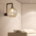 Avtoit | Globe Stairway Wall Lamp Industrial Clear Glass 1 Light Aged Brass Wall Mounted Light with Corner Pipe, 8"/10" Width