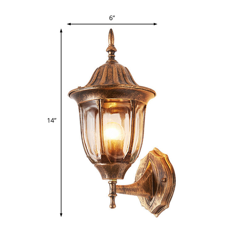 Avtoit | Kerosene Outdoor Wall Lamp Fixture Industrial Clear Glass 1 Light Rust Wall Lamp