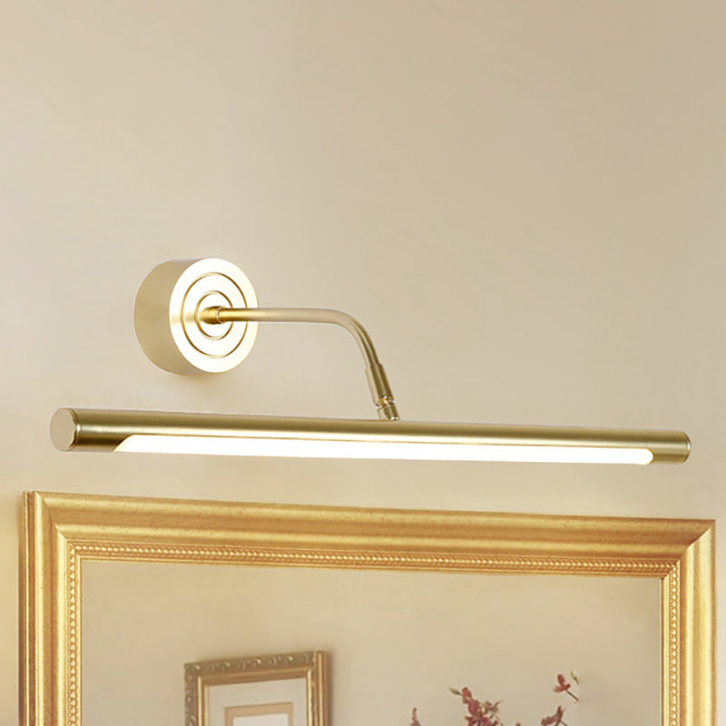 Avtoit | 16"/20" W Slim Cylindrical Makeup Mirror Light Modernism Metal LED Gold Wall Mount Lamp for Bedroom, Warm/White Lighting