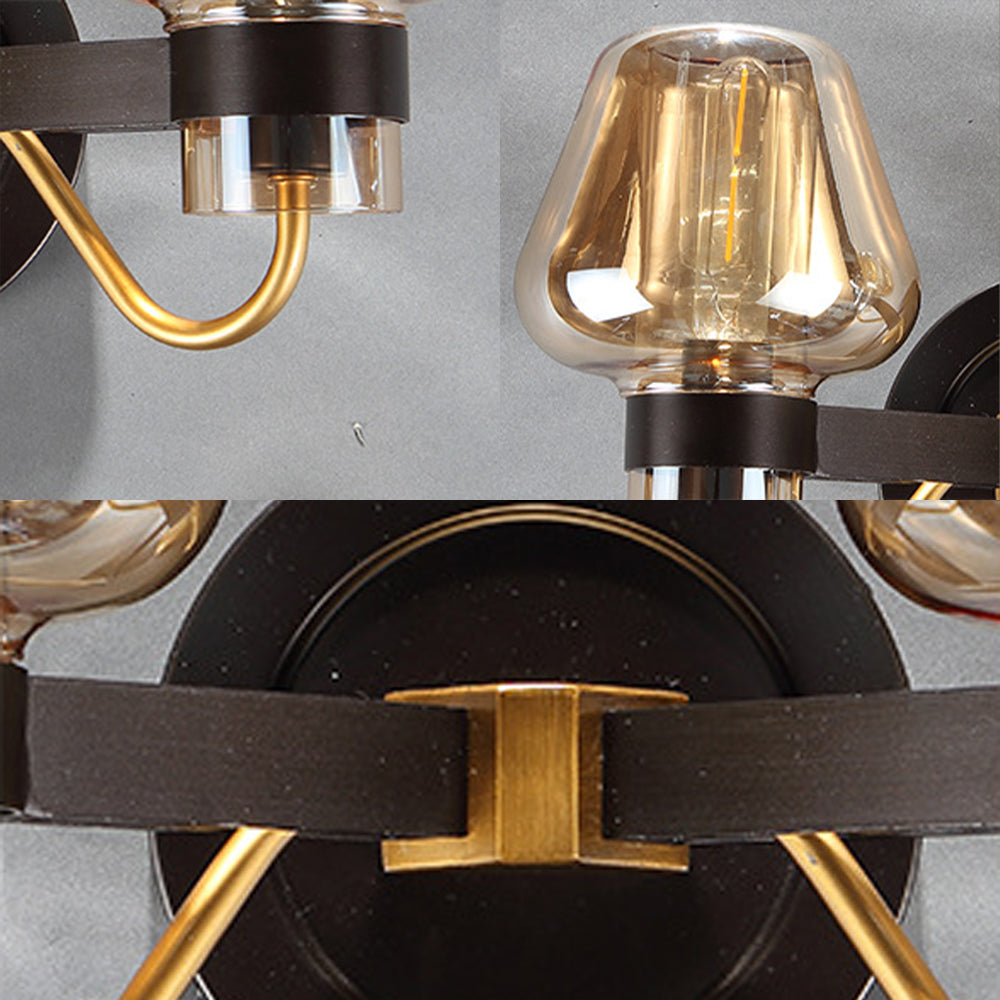 Avtoit | 2-Lamp Wall Lighting with Mushroom Shade Smoky Glass Modern Bedroom Wall Light Lighting Fixture