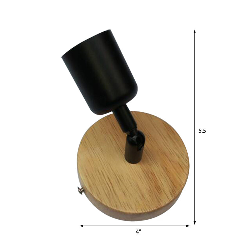 Avtoit | Minimalistic Mini Wall Lamp with Cup Shaped 1 Light Wooden and Metal Wall Lamp in Black