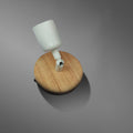 Avtoit | Simple Style Round Back Wall Light 1 Head Wood and Metal Wall Lamp in White for Nightstand