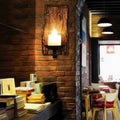 Avtoit | Cylinder Coffee Shop Wall Light Fixture Artificial Marble 1 Light Brown Wall Lamp with Wood Semi-Cap/Base/Rectangle Base