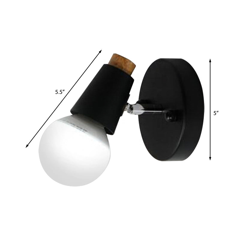 Avtoit | Metal cup-shaped wall lamp with bare bulb industrial 1-light bathroom wall lamp in black