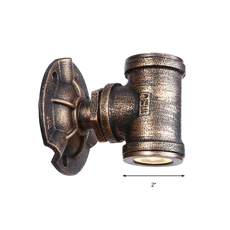 Avtoit | Antique style pipe wall lighting fixture 1 light wrought iron wall mount fixture in bronze for hallway