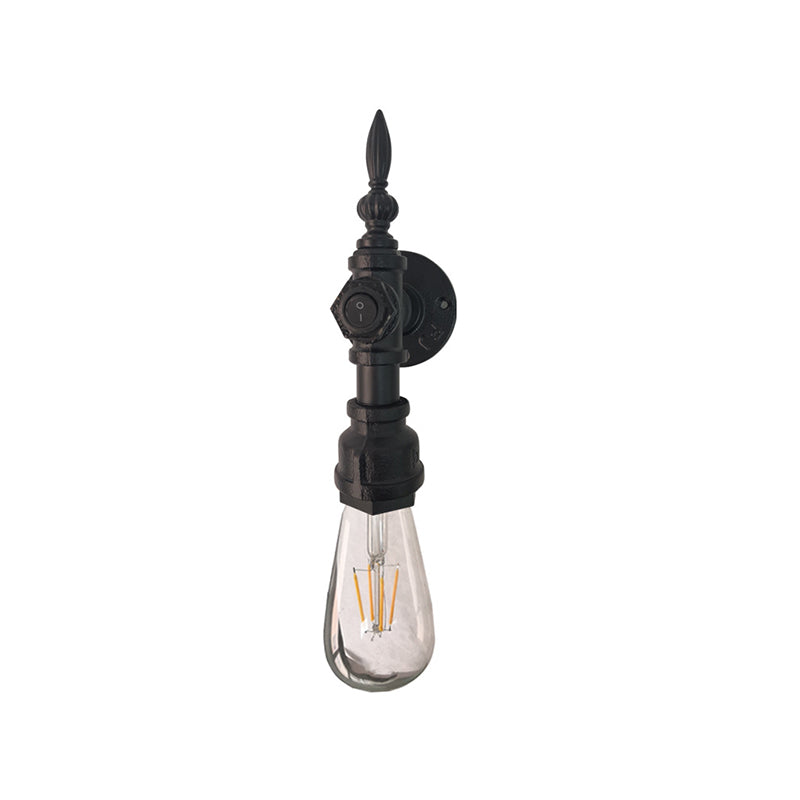 Avtoit | Open Bulb Dining Room Wall Lamp Vintage Style Metal 1 Head Black Wall Lamp Sconces with On/Off Switch
