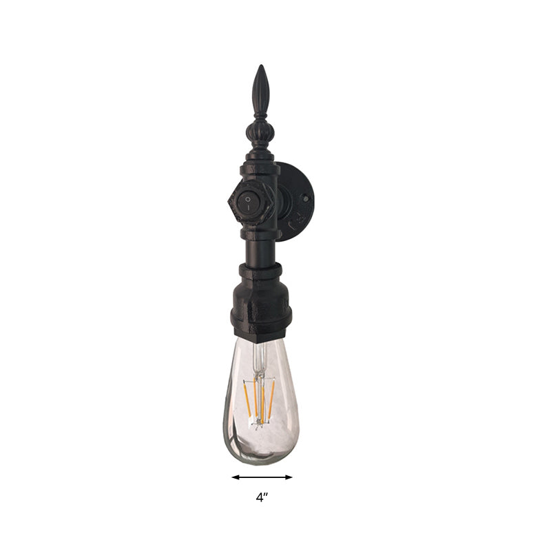 Avtoit | Open Bulb Dining Room Wall Lamp Vintage Style Metal 1 Head Black Wall Lamp Sconces with On/Off Switch