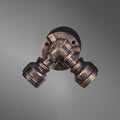 Avtoit | 2 Heads Wall Lamp Fixture with Pipe Forged Iron Shade Rustic Style Living Room Wall Lamp Light in Aged Bronze
