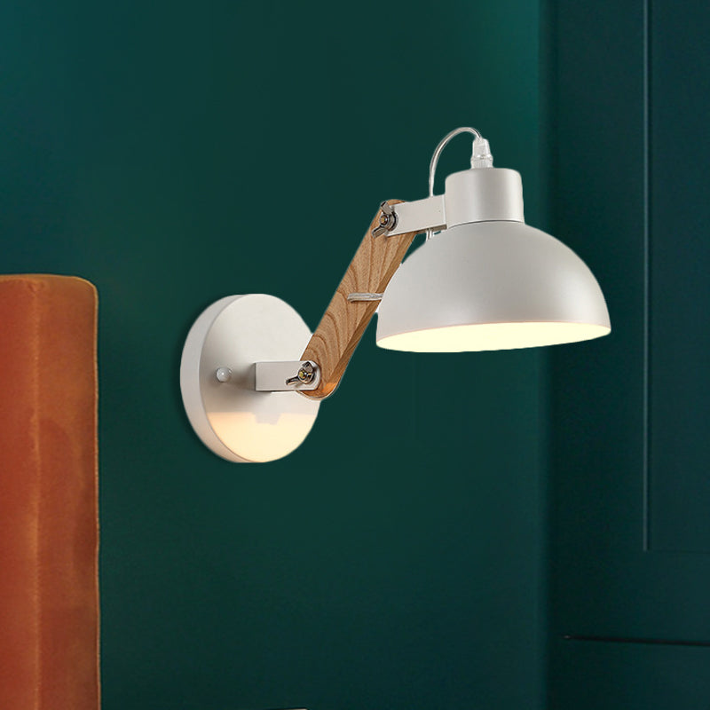 Avtoit | Nordic Splicing Rotatable Wall Lamp 1-Light Metal Wall Lamp Lighting with Bowl Shade in Black/White-Wood