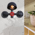 Avtoit | Steampunk Dome Wall Lamp Fixture with Valve Wheel 1 Head Metallic Wall Light in Black for Living Room