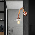 Avtoit | Cone-shaped Clear Glass Wall Lamp Vintage Single Bulb Living Room Sconces Light in Rose Gold with Arm