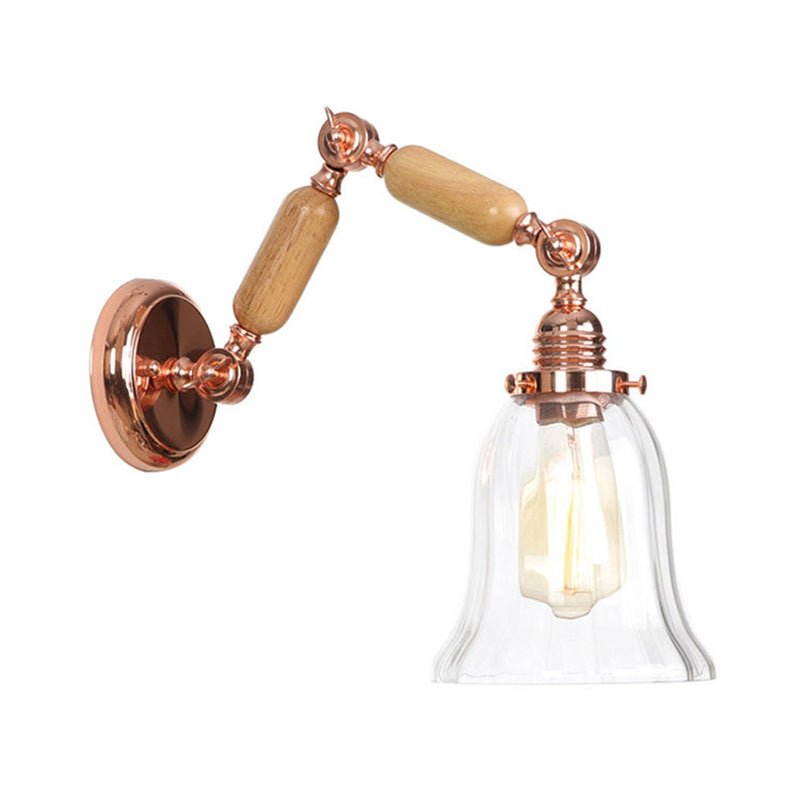 Avtoit | Single beam wall light with flared shade clear prismatic glass farmhouse bedroom wall light fixture