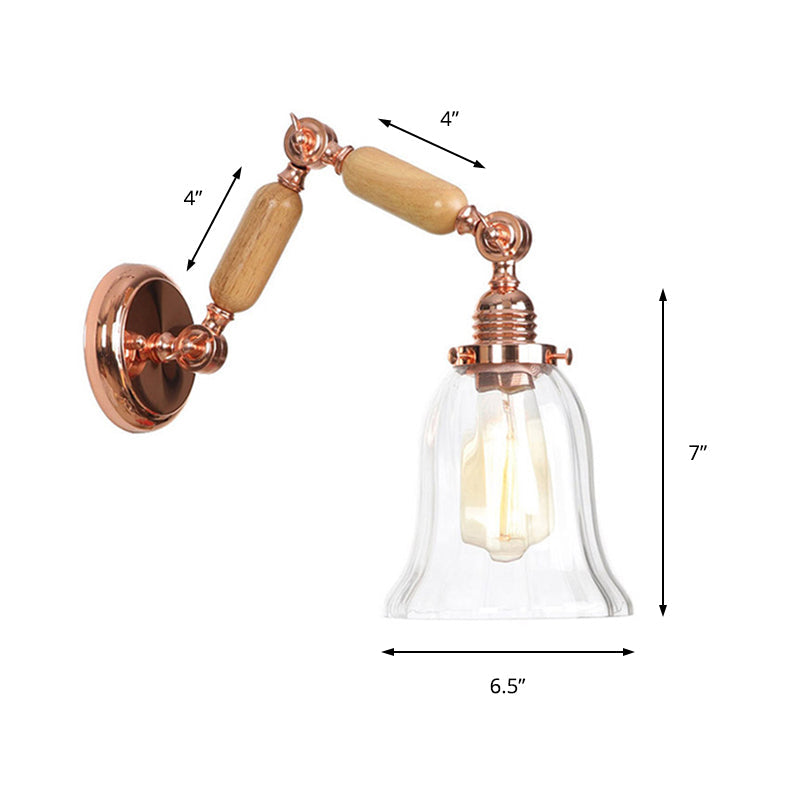 Avtoit | Single beam wall light with flared shade clear prismatic glass farmhouse bedroom wall light fixture