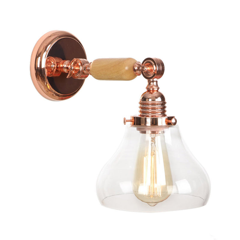 Avtoit | Pear-shaped living room wall lamp vintage clear glass 1 light rose gold wall lamp