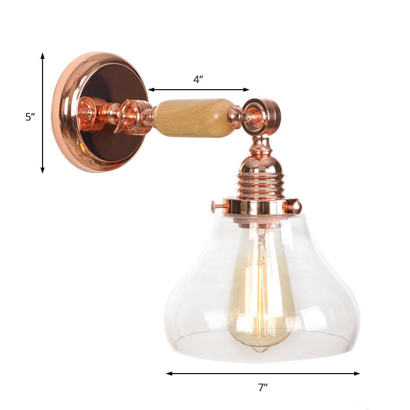 Avtoit | Pear-shaped living room wall lamp vintage clear glass 1 light rose gold wall lamp