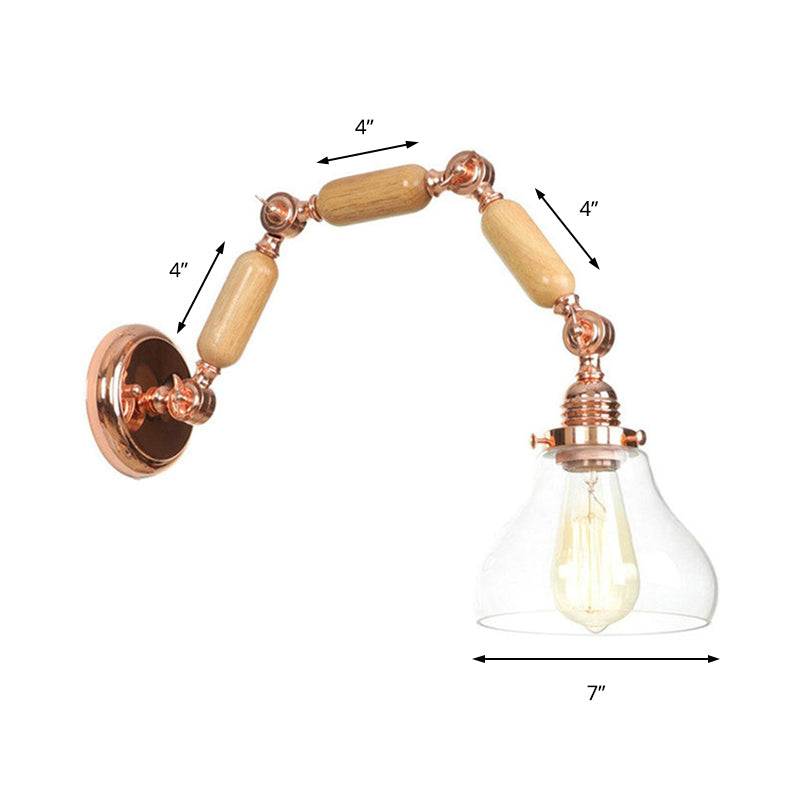 Avtoit | 1 Bulb Wall Lamp with Cone Shade Clear Glass Industrial Living Room Wall Light Lighting