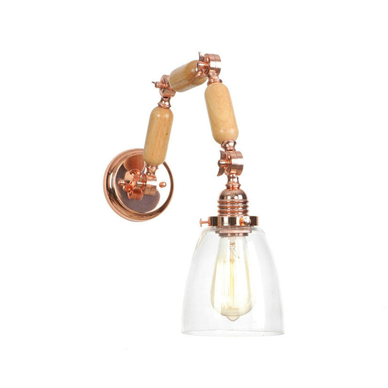 Avtoit | Rose Gold Single Light Concept Light Antique Clear Glass Tapered Lighting Fixture with Rotatable Arm