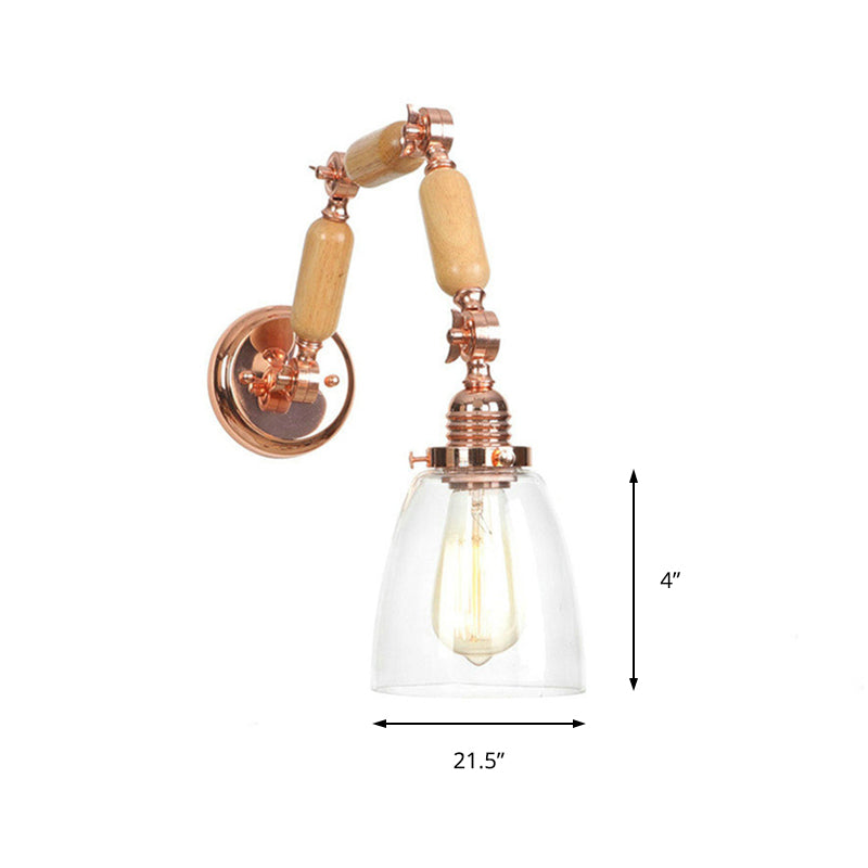 Avtoit | Rose Gold Single Light Concept Light Antique Clear Glass Tapered Lighting Fixture with Rotatable Arm