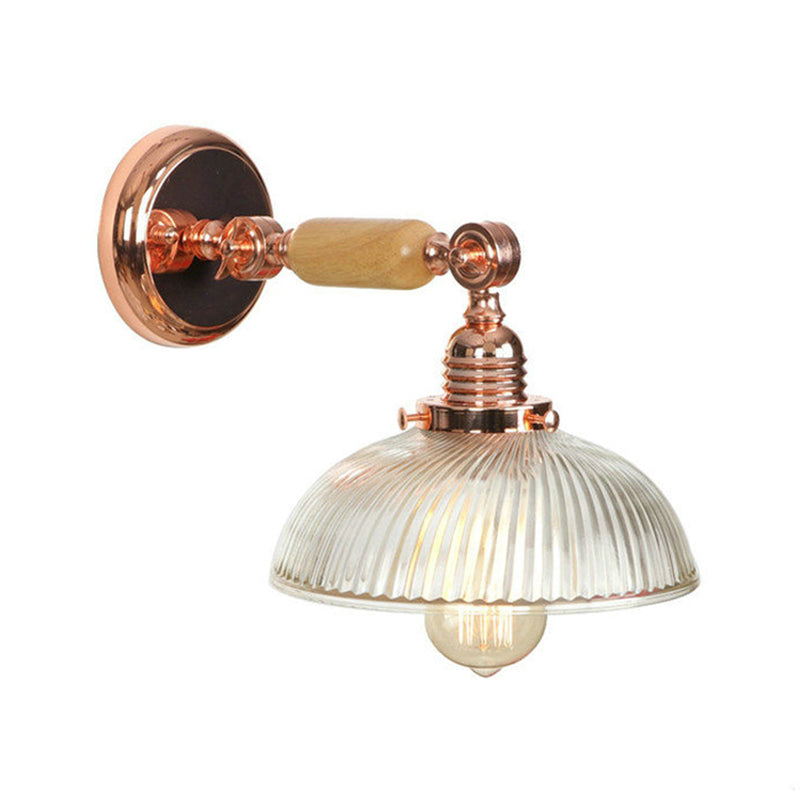 Avtoit | A bulb ribbed glass wall lamp farmhouse rose gold arched bedroom wall lamp