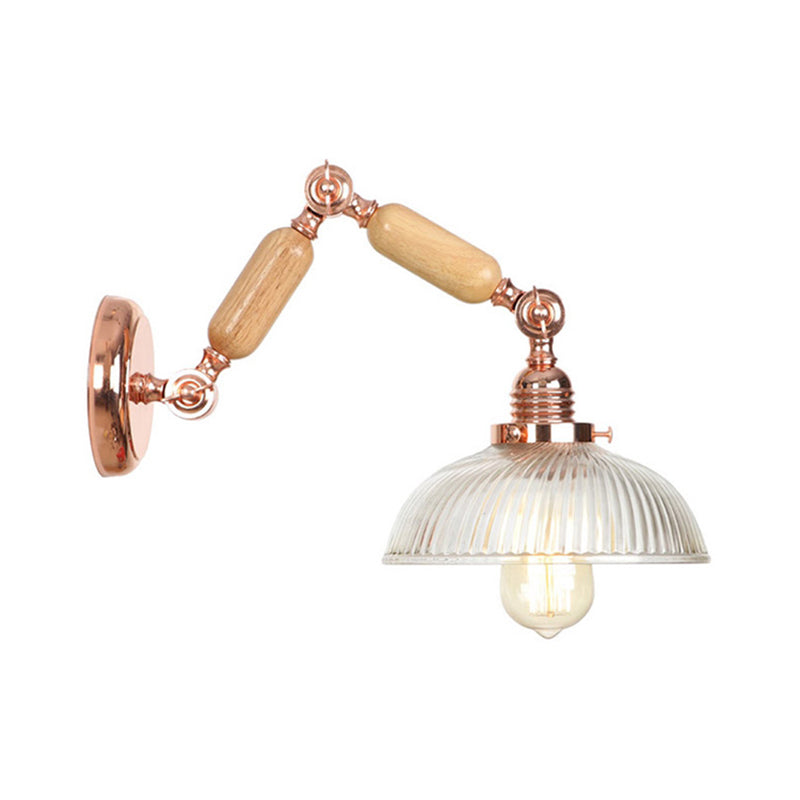 Avtoit | 1 Light Prismatic Glass Wall Lamp Light Vintage Rose Gold Room Bedroom Lighting Fixture with Extendable Arm