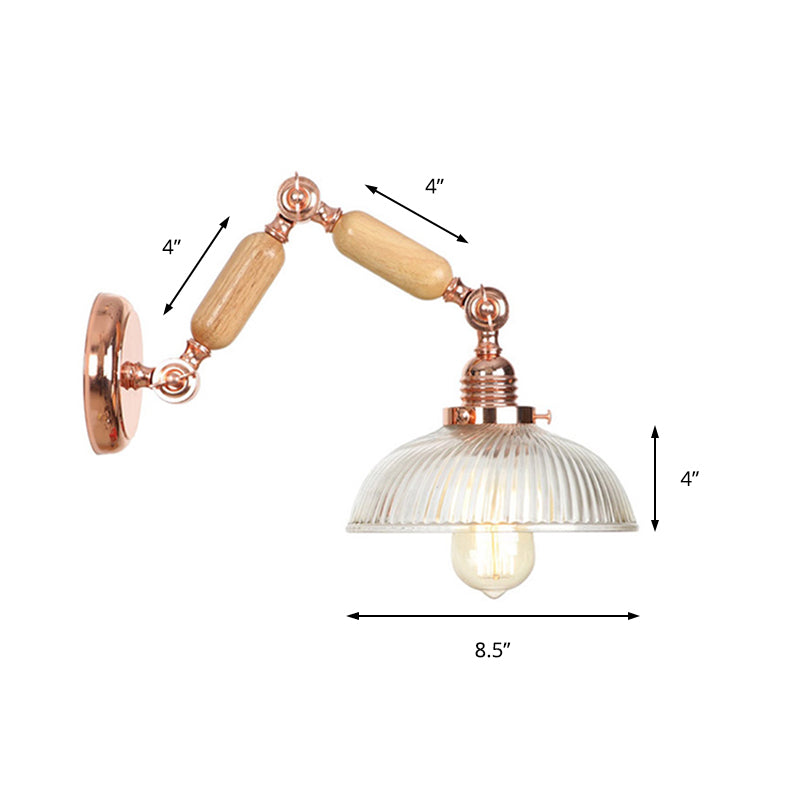 Avtoit | 1 Light Prismatic Glass Wall Lamp Light Vintage Rose Gold Room Bedroom Lighting Fixture with Extendable Arm